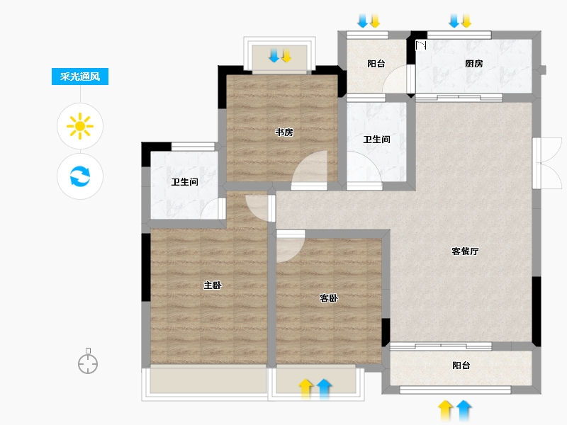 河南省-信阳市-信阳美好生活家园-90.64-户型库-采光通风