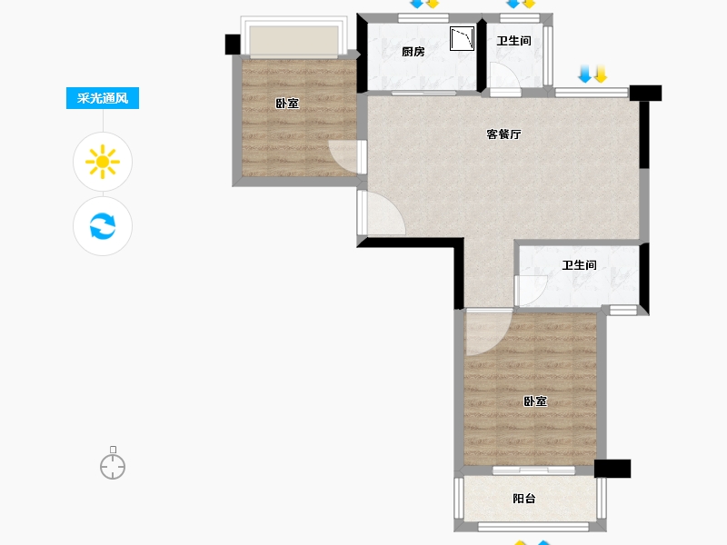 河南省-信阳市-富华金域府-67.00-户型库-采光通风