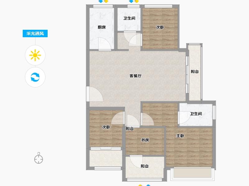 福建省-厦门市-马銮湾1号-102.00-户型库-采光通风