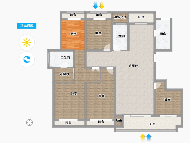 河南省-郑州市-豫发国园-171.39-户型库-采光通风