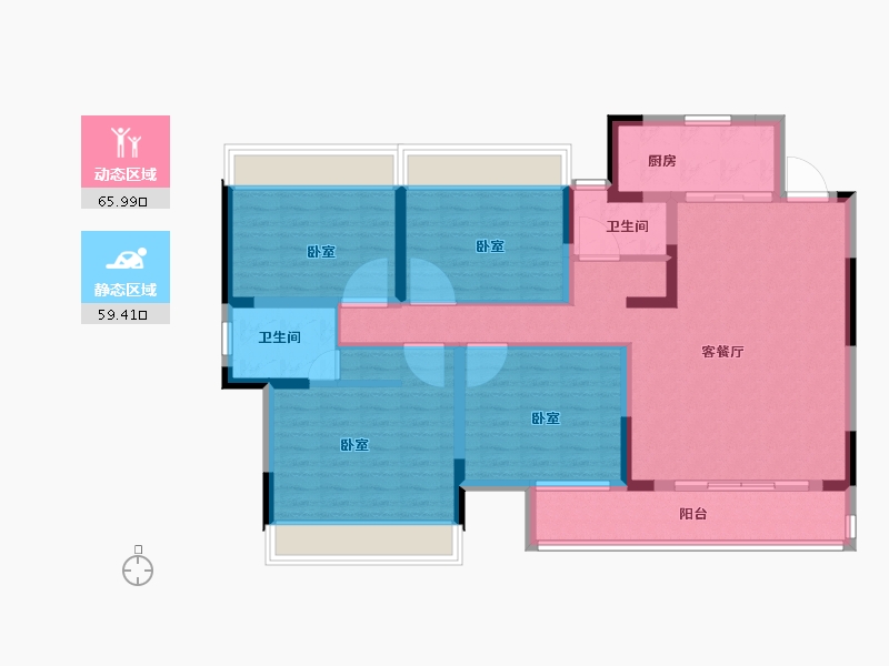 湖北省-黄冈市-鑫龙欣海中央公馆-112.00-户型库-动静分区