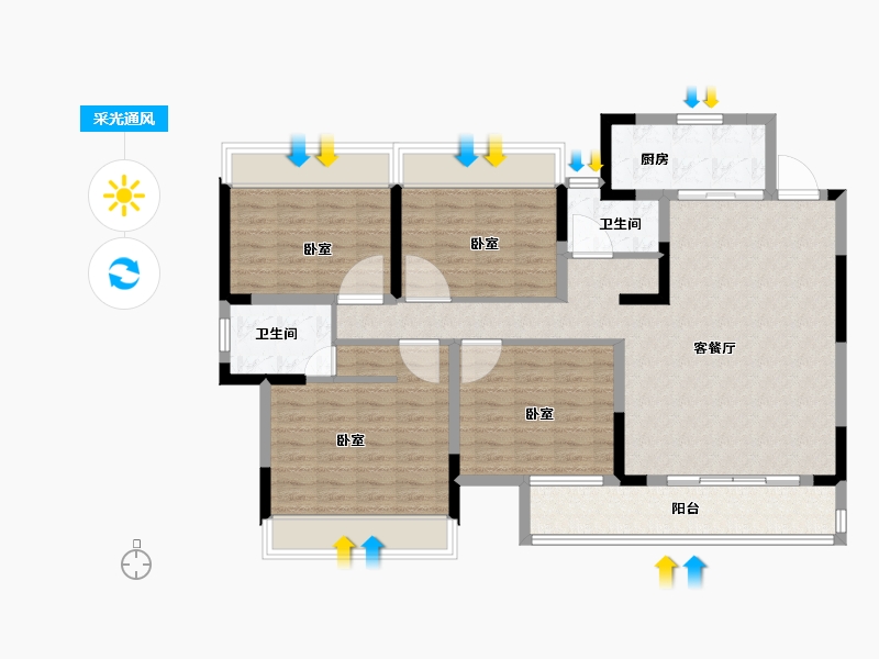 湖北省-黄冈市-鑫龙欣海中央公馆-112.00-户型库-采光通风