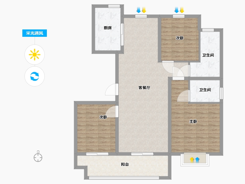 山东省-临沂市-裕隆文博苑-106.01-户型库-采光通风