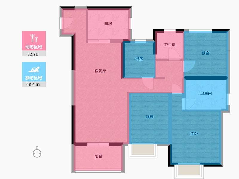 河南省-许昌市-雅居乐翰林雅郡-86.76-户型库-动静分区