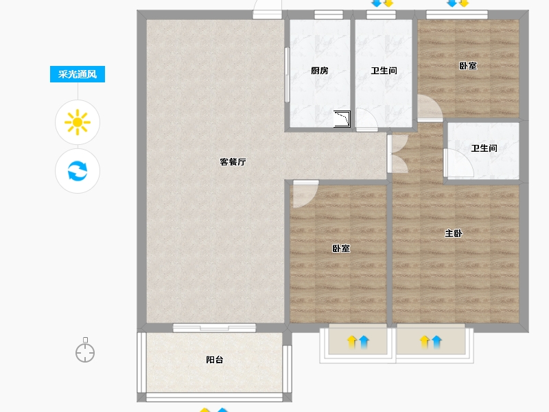 湖北省-黄冈市-红安盛安新都-89.47-户型库-采光通风