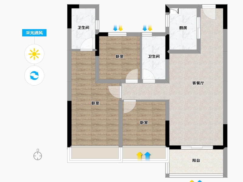 湖北省-咸宁市-赤壁碧桂园-78.27-户型库-采光通风