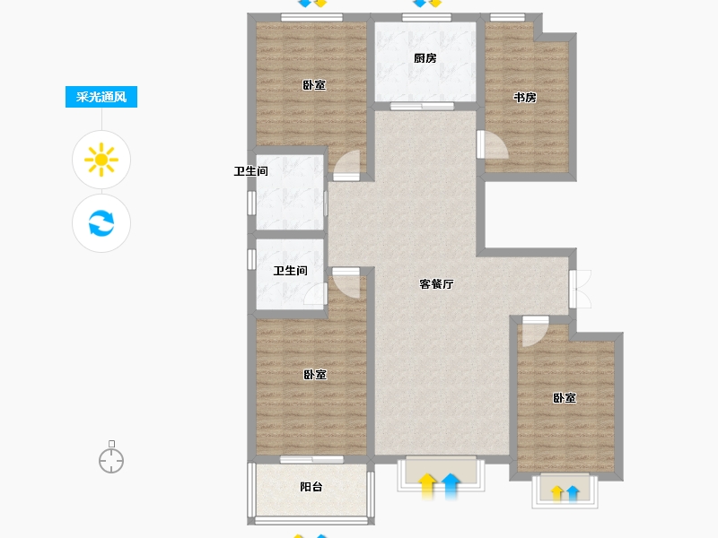 山东省-德州市-双企·龙城和悦府-122.00-户型库-采光通风