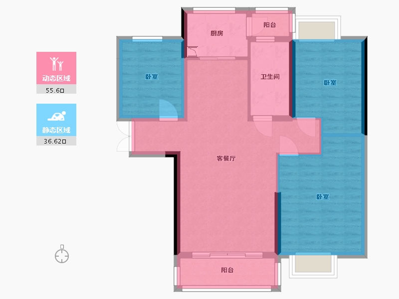 湖北省-武汉市-三和剑桥城-82.57-户型库-动静分区