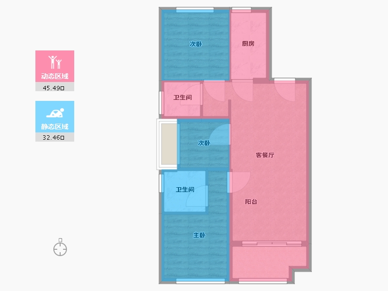 福建省-厦门市-金地宝嘉厦一城-70.00-户型库-动静分区