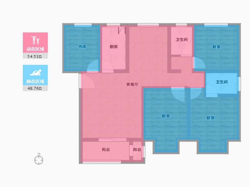 河南省-郑州市-和黄熙花园-90.11-户型库-动静分区