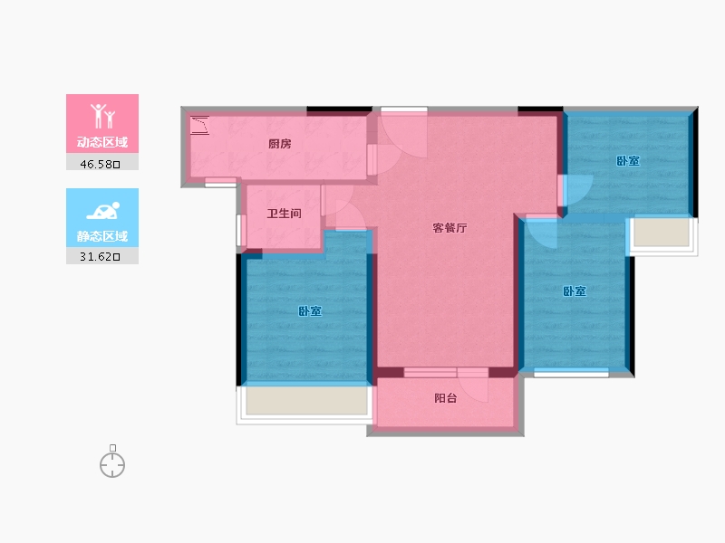 湖北省-武汉市-北大资源莲湖锦城-68.80-户型库-动静分区