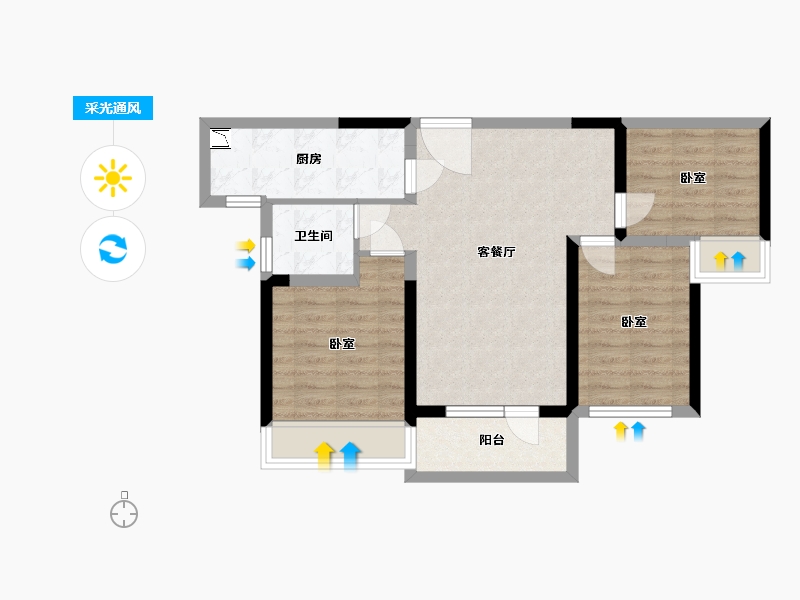 湖北省-武汉市-北大资源莲湖锦城-68.80-户型库-采光通风