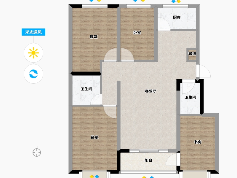 山东省-济南市-龙山东苑-103.01-户型库-采光通风