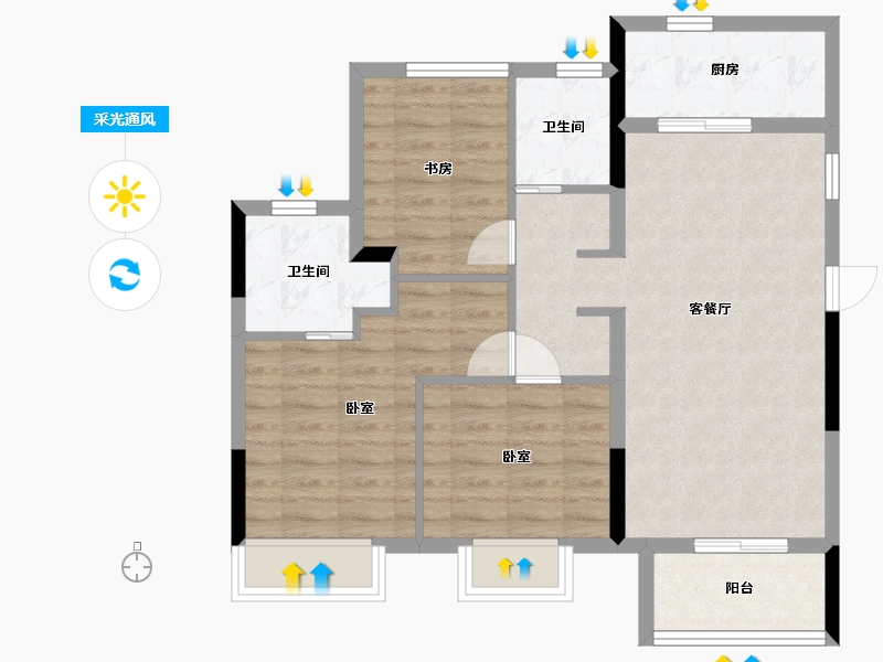 江苏省-苏州市-禹洲·嘉荟星岛-78.00-户型库-采光通风