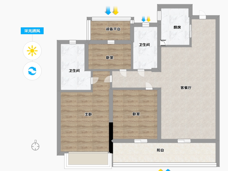 浙江省-宁波市-江望云著里-77.00-户型库-采光通风