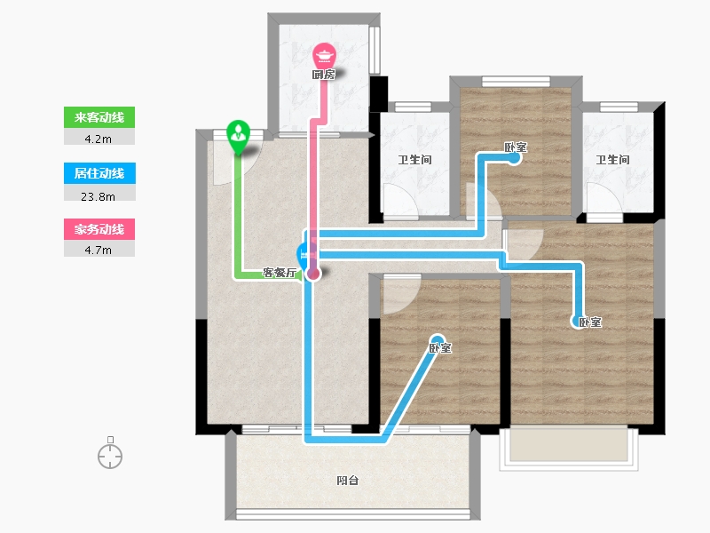 湖北省-孝感市-安陆领秀城-85.22-户型库-动静线