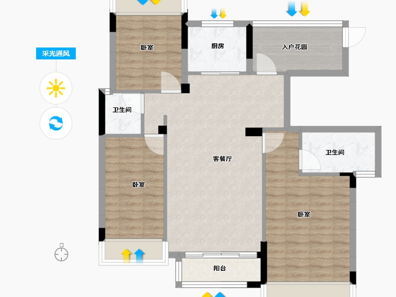 湖北省-宜昌市-梧桐邑·七贤台-87.00-户型库-采光通风