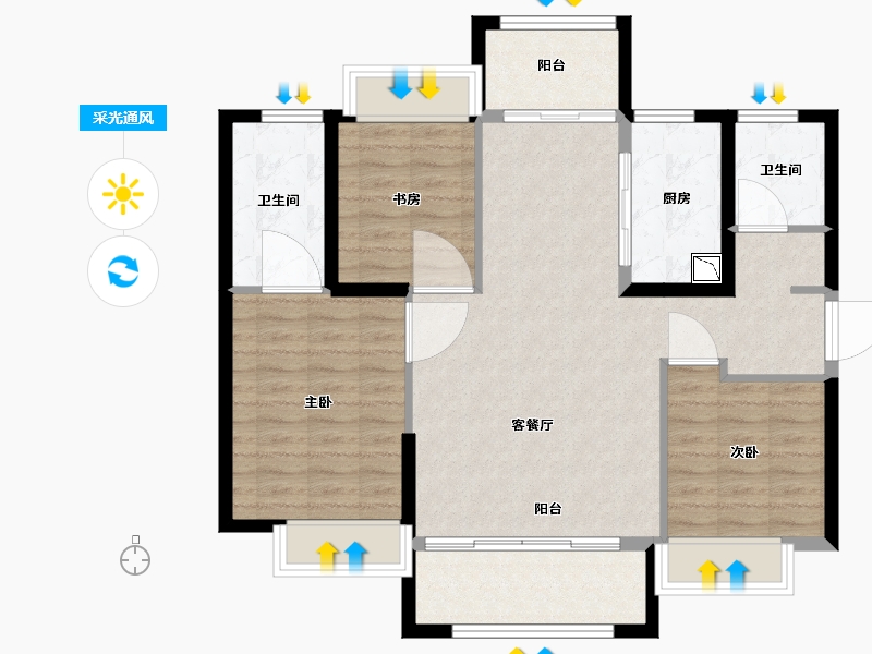 福建省-厦门市-特房芙蓉书院-93.51-户型库-采光通风