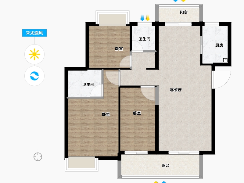 湖北省-黄冈市-御江中央公馆-100.00-户型库-采光通风