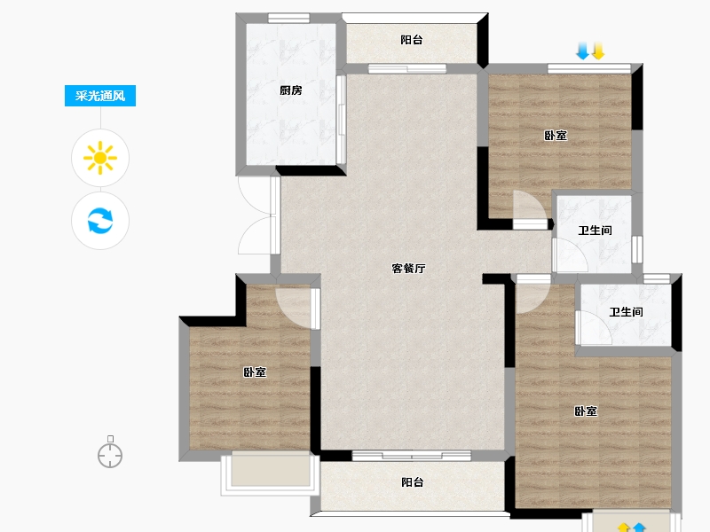 河南省-许昌市-德正西湖春天-101.49-户型库-采光通风