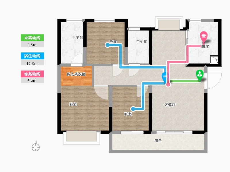 湖北省-武汉市-龙湖三千城-99.82-户型库-动静线