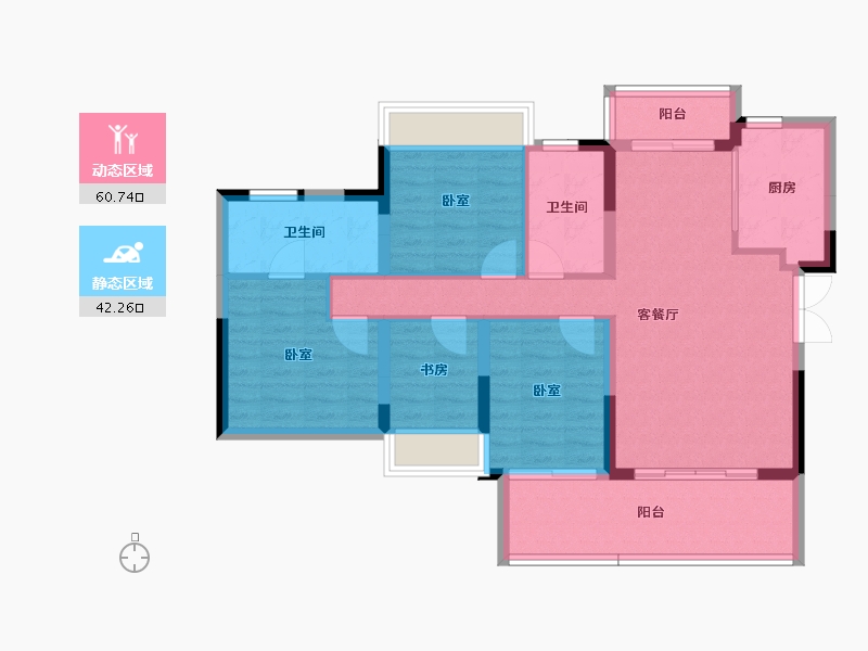 湖北省-宜昌市-万达大都会天樾-91.93-户型库-动静分区