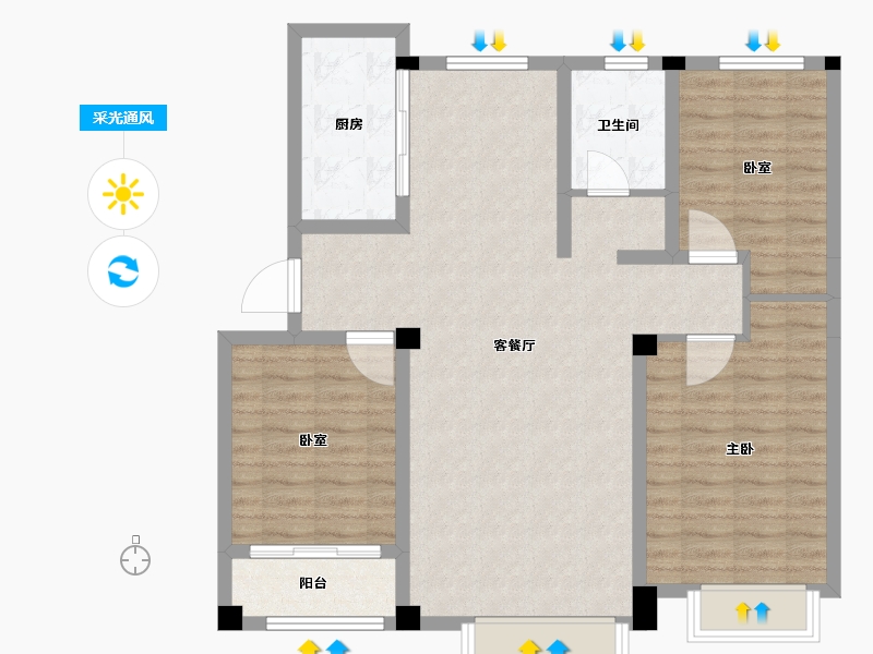 山东省-东营市-金辰胜泰花苑-98.75-户型库-采光通风