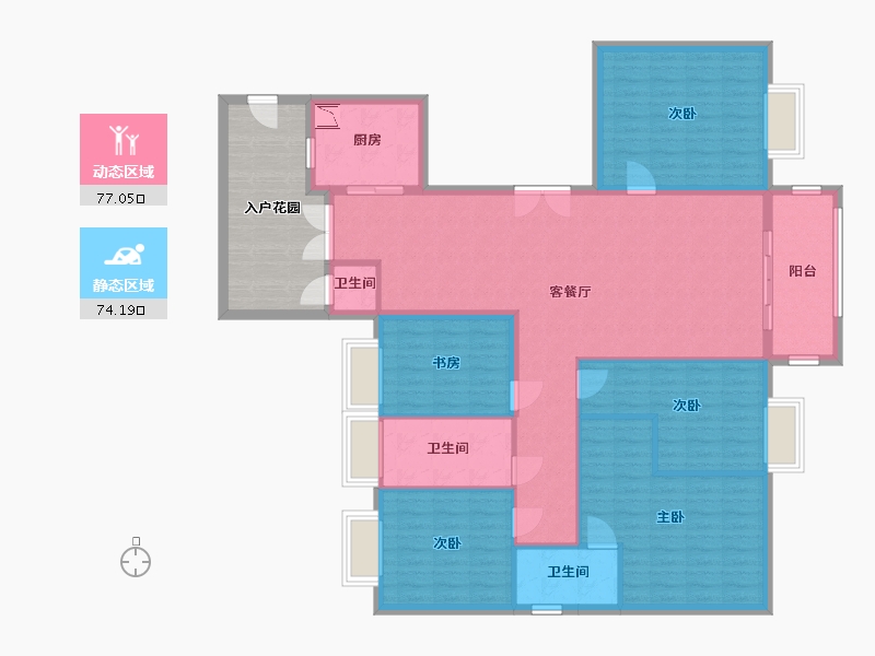 湖北省-咸宁市-始峰悦府-151.22-户型库-动静分区