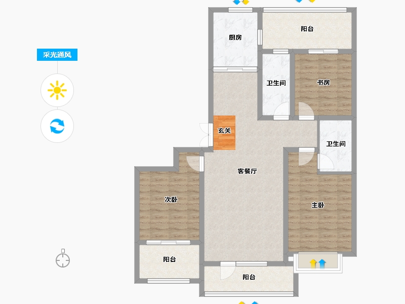 山东省-淄博市-乾元府-109.99-户型库-采光通风