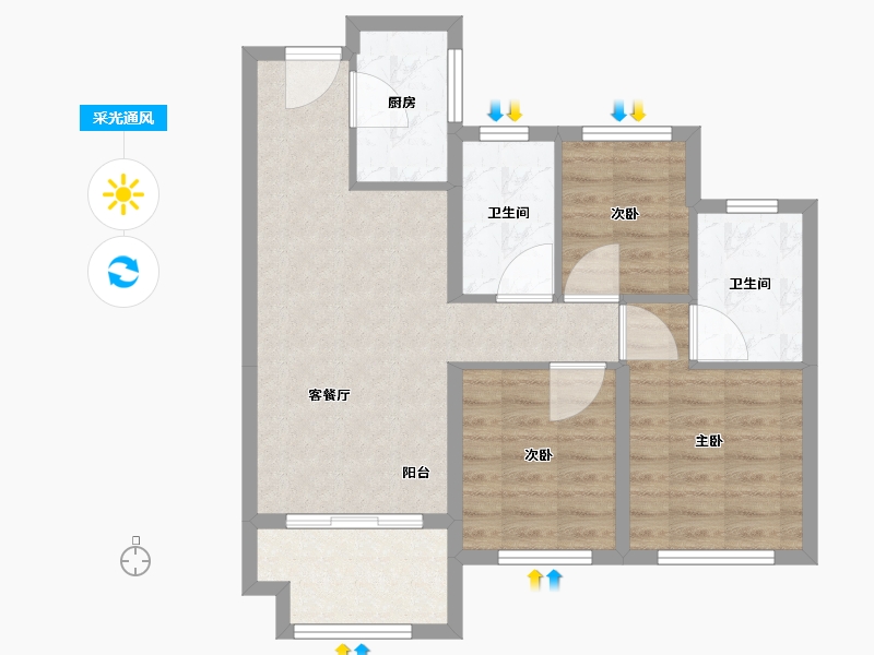 福建省-厦门市-金地宝嘉厦一城-70.00-户型库-采光通风