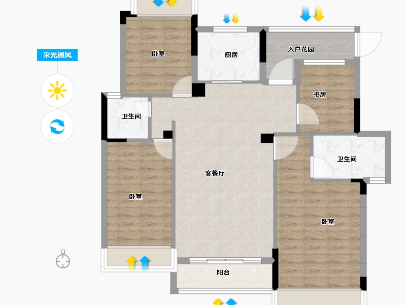 湖北省-宜昌市-梧桐邑·七贤台-100.00-户型库-采光通风