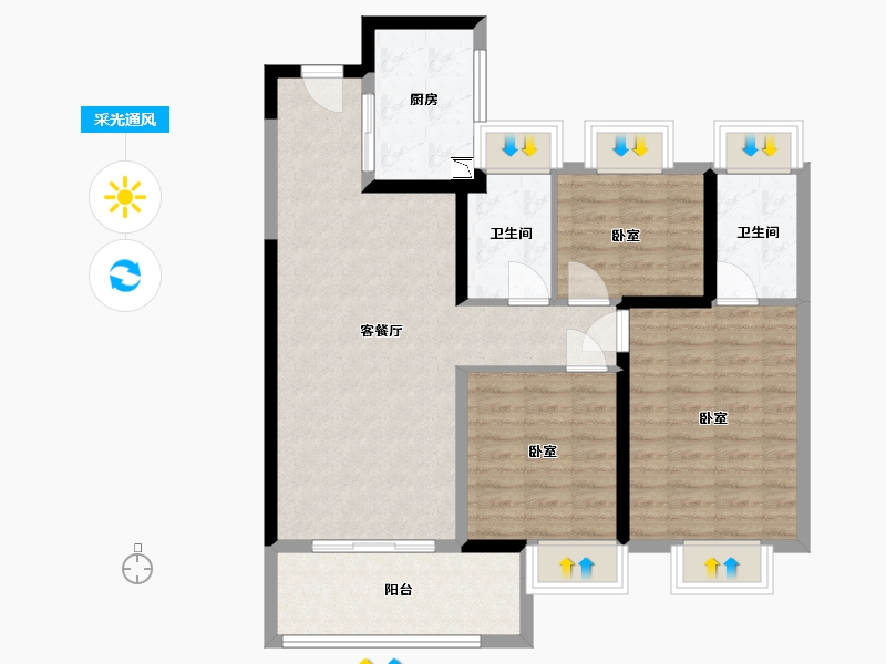 湖北省-武汉市-保利星河九洲-90.00-户型库-采光通风