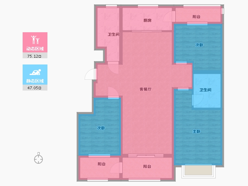 山东省-潍坊市-滨海福地世家-108.80-户型库-动静分区