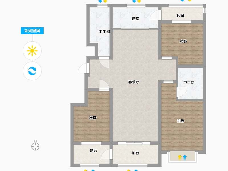 山东省-潍坊市-滨海福地世家-108.80-户型库-采光通风