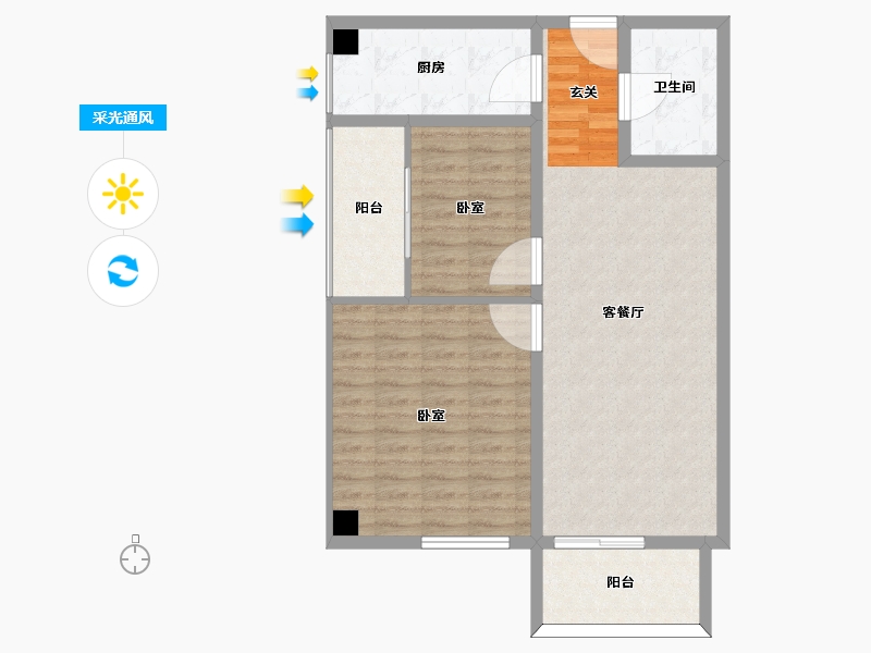 河南省-许昌市-新合作广场-84.87-户型库-采光通风