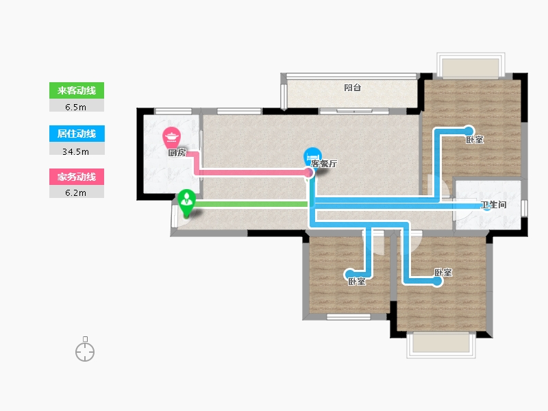 湖北省-黄冈市-黄州一品（天秀府）-104.21-户型库-动静线