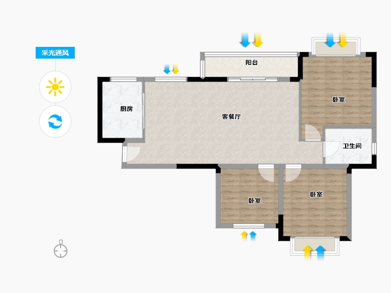 湖北省-黄冈市-黄州一品（天秀府）-104.21-户型库-采光通风