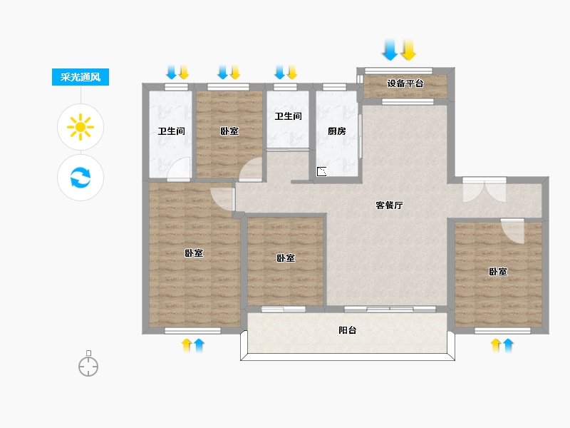 河南省-驻马店市-平舆碧桂园-112.00-户型库-采光通风