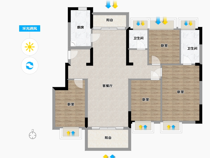 湖北省-武汉市-华发越秀悦府-112.00-户型库-采光通风