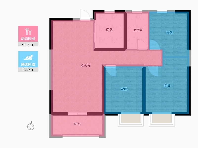 山东省-临沂市-卓新天悦城-80.44-户型库-动静分区