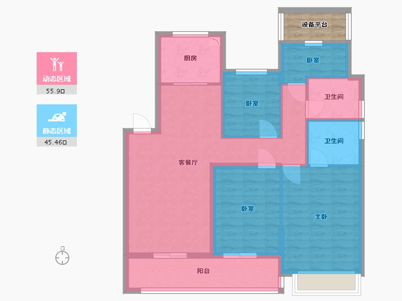 浙江省-宁波市-江望云著里-94.01-户型库-动静分区