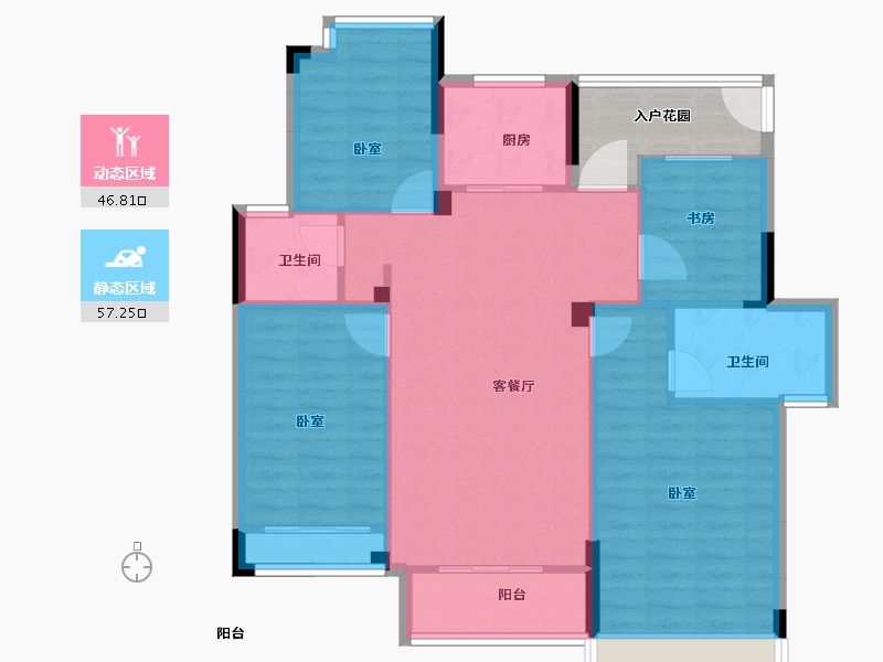 湖北省-宜昌市-梧桐邑·七贤台-100.00-户型库-动静分区