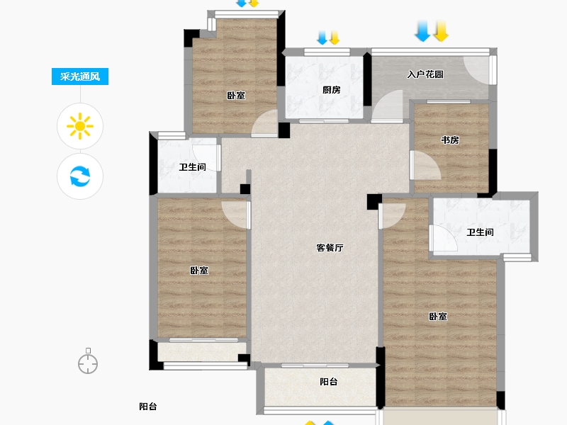 湖北省-宜昌市-梧桐邑·七贤台-100.00-户型库-采光通风