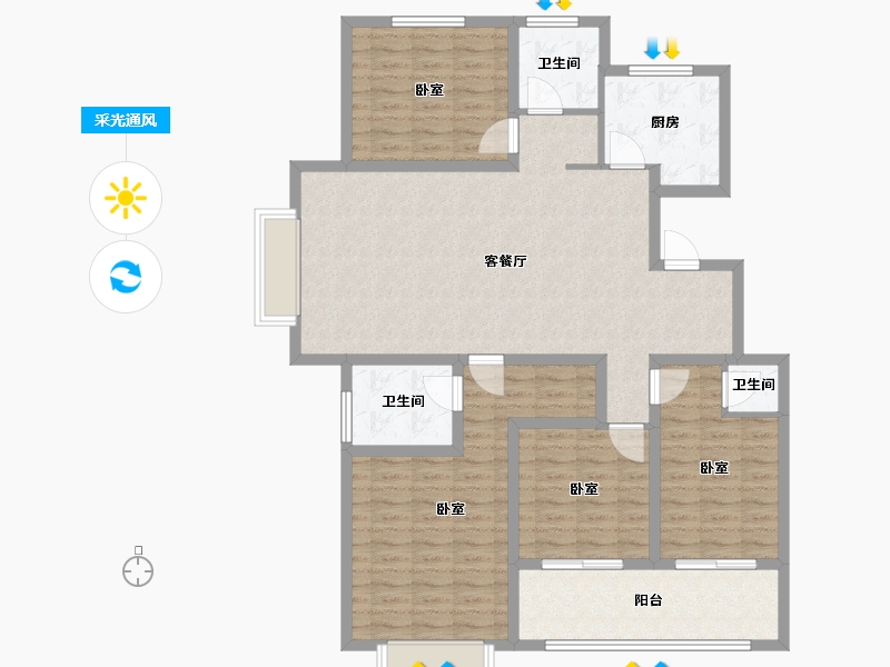 山东省-济宁市-睿湖印象-126.00-户型库-采光通风