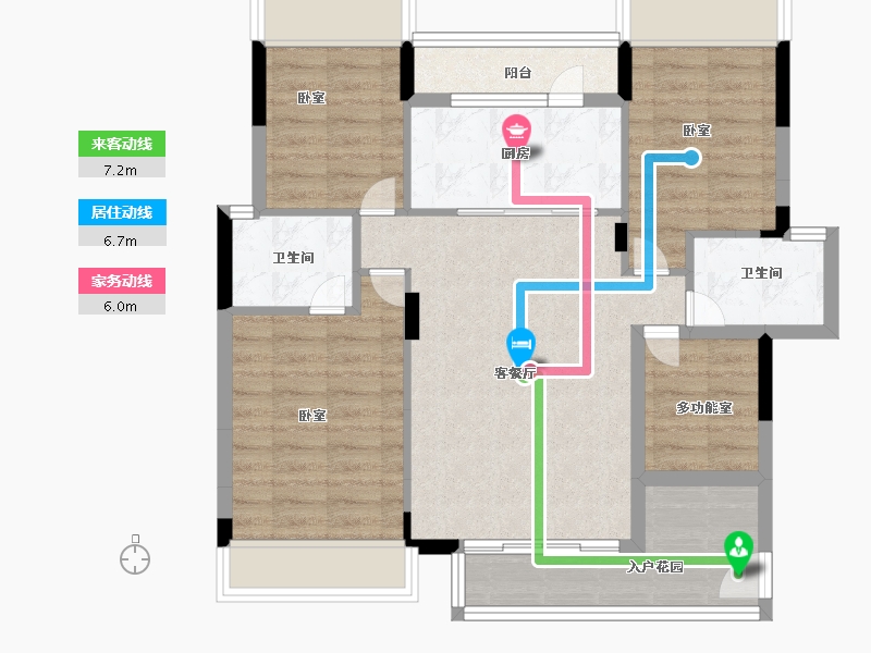 湖北省-宜昌市-梧桐邑·七贤台-82.00-户型库-动静线