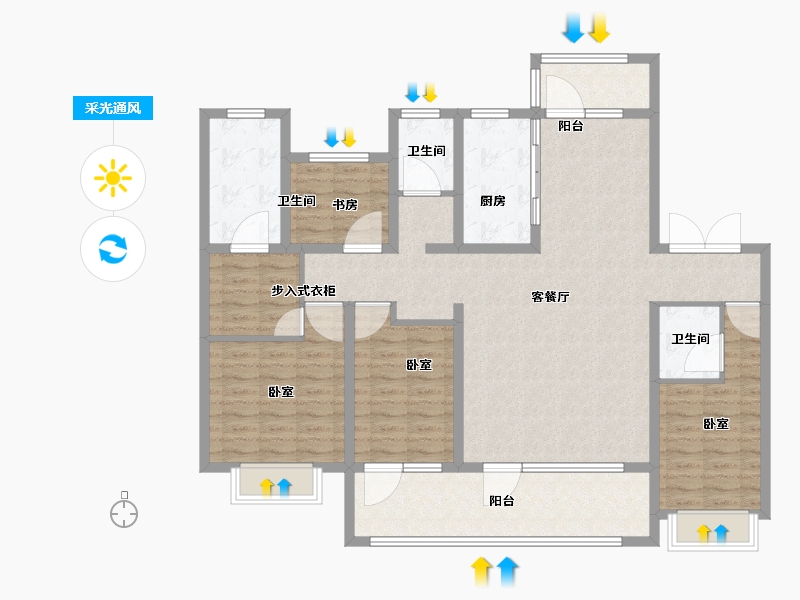 山东省-济宁市-红星瑞马世家-132.00-户型库-采光通风