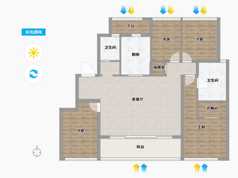 山东省-青岛市-绿城云栖-127.99-户型库-采光通风