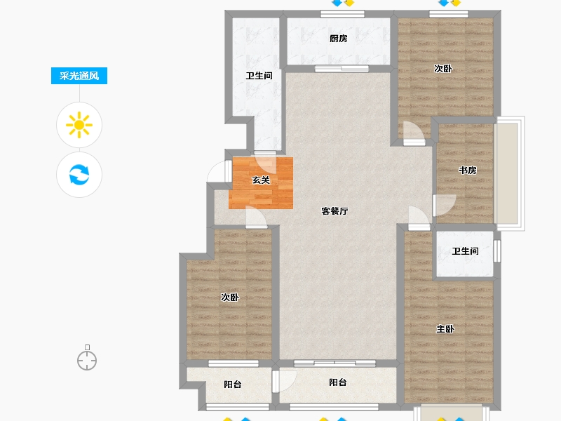 山东省-潍坊市-滨海福地世家-124.00-户型库-采光通风