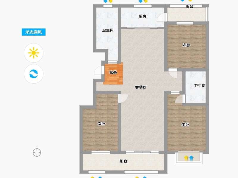 山东省-潍坊市-滨海福地世家-110.40-户型库-采光通风