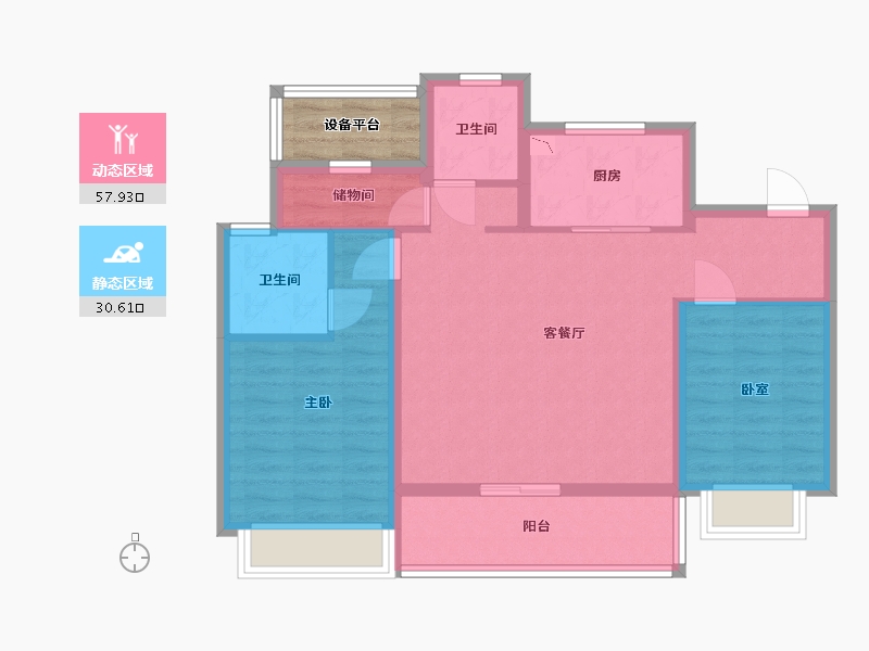 浙江省-宁波市-江望云著里-82.00-户型库-动静分区